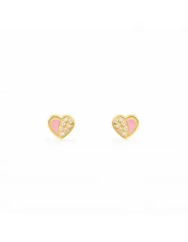 

Earrings Baby or girl heart Pink enamel