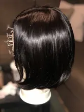 Peluca recta con corte Bob de 13x4 para mujer, cabello humano de encaje, prearrancado con pelo de bebé, Remy brasileño, cierre de Bob corto, color negro