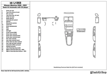 

Interior lining for Nissan Maxima 2000-2001. Set L1353.