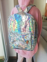 Yogodlns-mochila holográfica geométrica para hombre y mujer, morral de viaje de PVC, bandolera Laser, escolar, informal