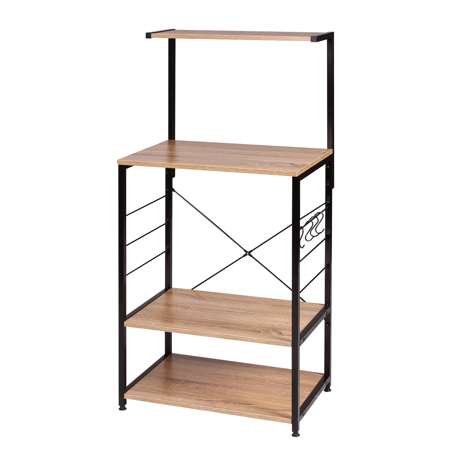 WOLTU Heavy Duty Microwave Shelf Cupboard Racks 4 Shelves Storage Kitchen Islands Trolleys Shelf 4 Hooks