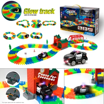 

Light Up Race Car Track Toddler, 172 pcs Racetrack for Boys Electric, Racing Cars with Track, flexible Toy Car Track, Car Track