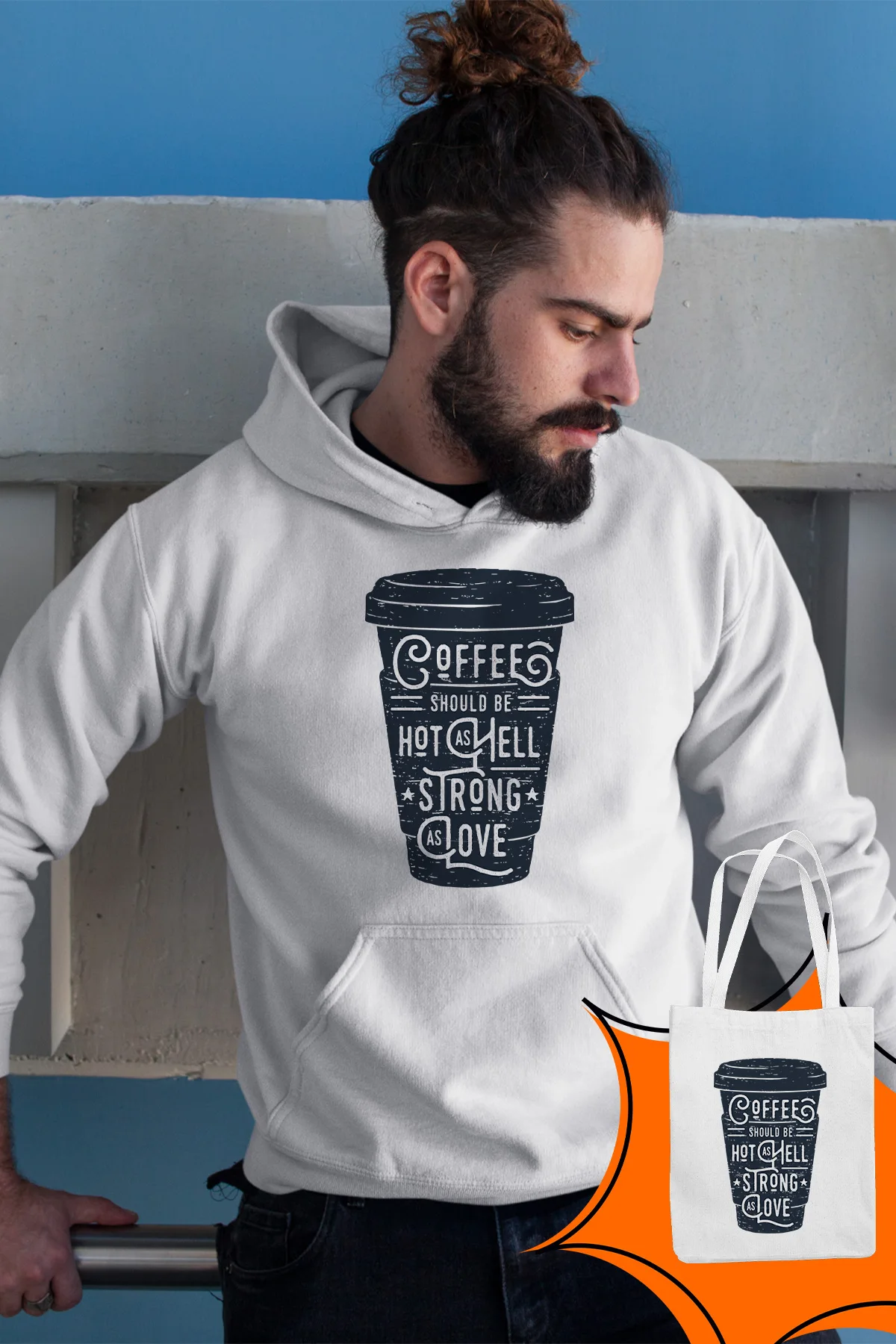 Angemiel Wear Coffee Cup White Male Hooded Sweatshirt Bags Kombin | Мужская одежда