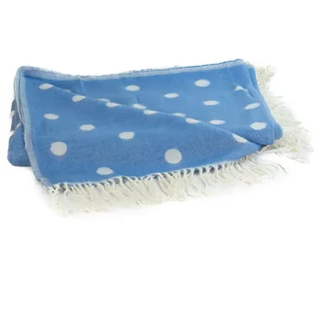 

PLAID Blanket foot bed and SOFA youth blue white dots 130X150