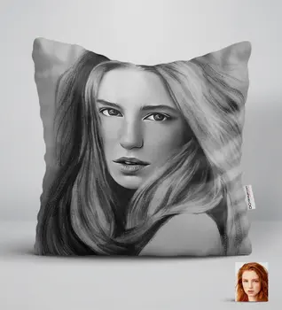 

Personalized Women 'S Charcoal Artistic Portrait Design White Yastık-20
