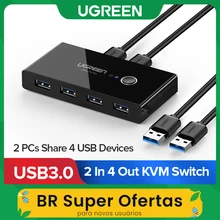Ugreen USB KVM Switch USB 3.0 2.0 Switcher KVM Switch per windows 10 PC tastiera Mouse stampante 2 pezzi condivisione 4 dispositivi interruttore USB
