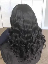 Yomagic-pelucas con onda de encaje frontal para mujer, cabello sintético de Color negro, sin pegamento, con línea de pelo Natural