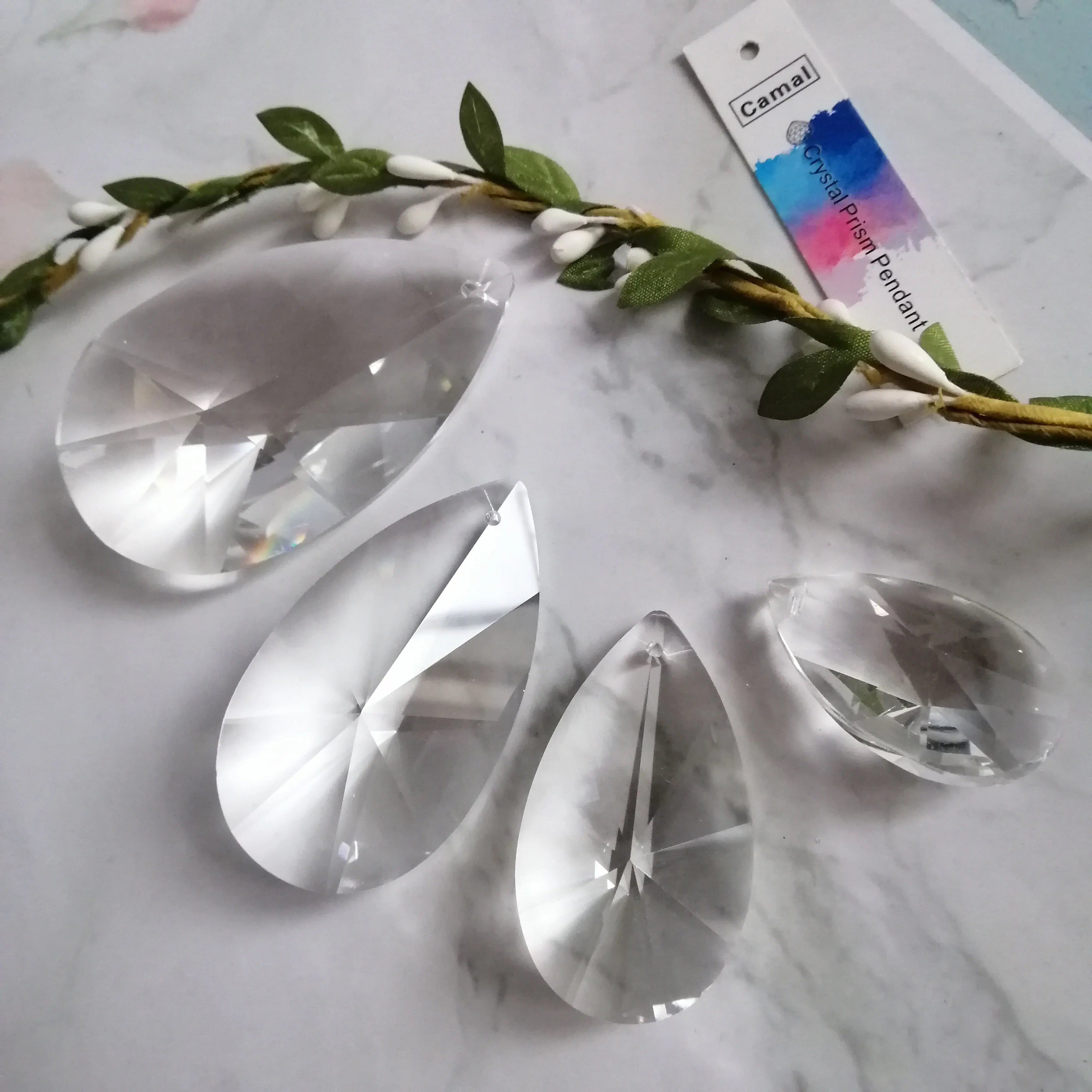 Pear-shaped Crystal Pendant Prisms Lamp Lighting Part Chandelier SunCatcher 1pcs