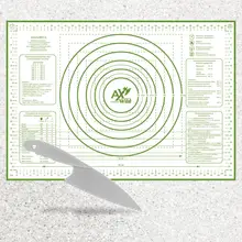 Рецептурный силиконовый кулинарный коврик 46х66 для теста, с идеальным прилеганием в комплекте с ножом(Германия