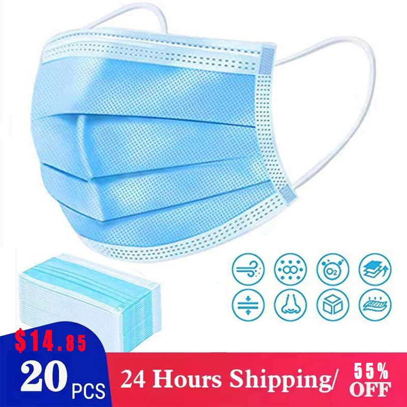 

Face Mouth Anti Virus Mask Disposable Protect 3 Layers Filter Mouth Masks Mouth-muffle Bacteria Proof Flu Mask pk N95 KN95 ffp3