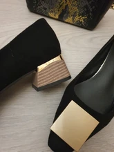 Zapatos de tacón alto y grueso para mujer, calzado de oficina, elegante, formal, a cuadros, a la moda, color negro, 2020