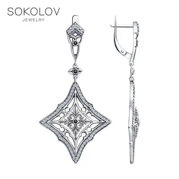 

Drop Earrings with stones SOKOLOV from silver with cubic zirkonia fashion jewelry 925 women's/men's, male/female, long earrings, women's male