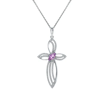 

Silver Pendant with amethyst and cubic zirconia sunlight sample 925