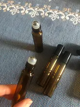 5 unds/pack 1ml 2ml 3ml 5ml 10ml ámbar delgada rollo de vidrio en botella de prueba de muestra viales para aceites esenciales con el rodillo de Metal/bola de cristal