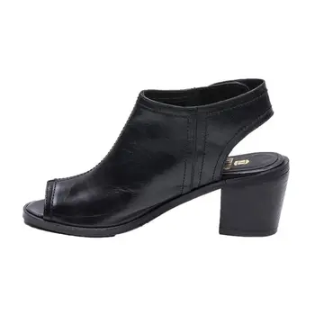 

Zerimar leather open toe ankle boots for women Black color