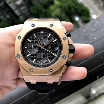 

Excellent Men Watch Fashion Sport Japan Movement Clock Mens Watches Top Brand Luxury Steel Business Waterproof AP Royal Watch