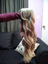 LOUIS FERR-pelucas sintéticas de pelo largo ondulado para mujeres negras, ombré, vino tinto, con flequillo, pelo resistente al calor, estilo africano y americano