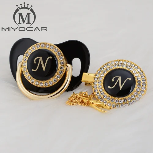 LN-4 0-6M MIYOCAR уникальный дизайн имя инициалы Письмо N Элегантный bling соска и пустышка Клип BPA бесплатно пустышка bling уникальный дизайн LN - Цвет: LN-4 0-6M