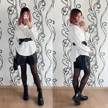 2020 Winter New Women Orange Color PU Bermuda Shorts Faux Leather Belted Shorts