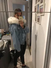 Short Coat Denim Jacket Elexs Korean Big-Fur-Collar Velvet Female Thick Student Winter