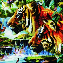 Алмазная мозаика GF 1191 Тигры в джунглях 40*50