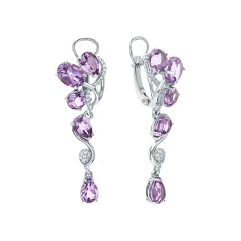 

Silver earrings with amethyst and cubic zirconia sunlight sample 925