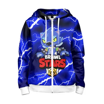 

Children's sweatshirt 3D with zipper Brawl Stars Leon