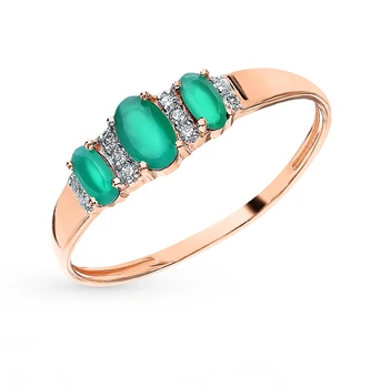 

Gold ring with agate and diamonds sunlight sample 585