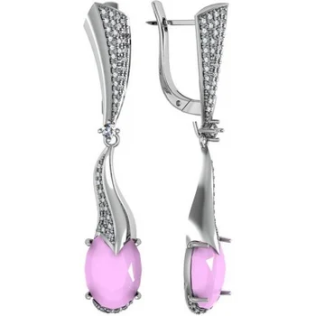

Volga jeweler earrings with cubic zirconia and alpanites of silver