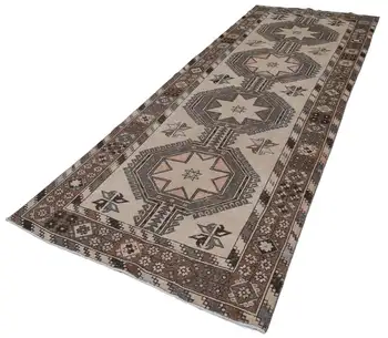 

139x387 Cm Beige Handmade English Vintage Runner Rug-5x13 Ft