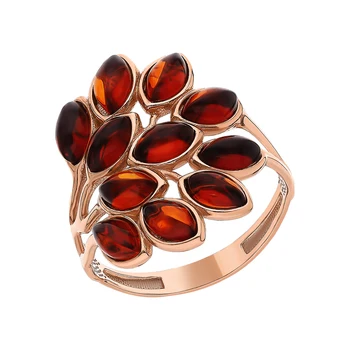 

Silver ring with amber sunlight sample 925