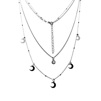 

Choker 925 Sterling silver m rhodium-plated double chain 42cm. Chatón chain 48cm. Combined ball moons