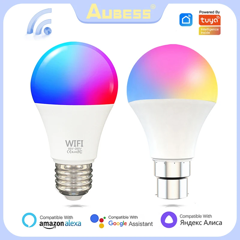 Lampadina Intelligente Wifi 15W E27/B22 Rgb Dimmerabile Led Supporto Lampada Tuya Smart Life App Controllo Vocale Per Yandex Alice Alexa Google