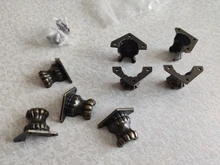 4 Uds NAIERDI antiguo Protector de esquina de bronce joyería pecho caja de madera decorativa pies pierna soporte de Metal para esquinas Hardware