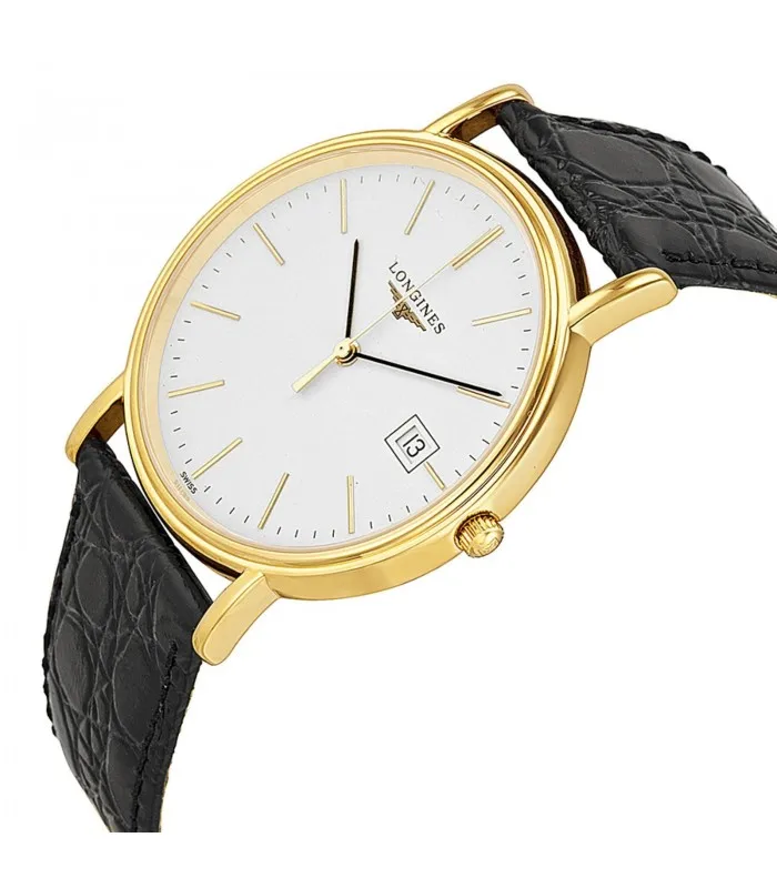 Часы LONGINES белый кварцевый стальной позолоченный L4.790.2.12.2