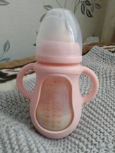 Baby Bottle Baby-Milk-Feeder-Set Glass Silicone Cute 