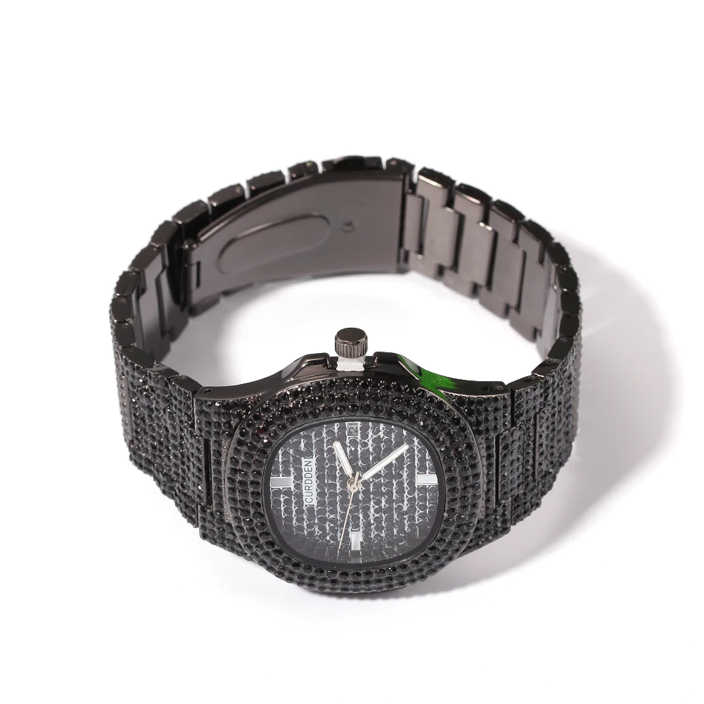 THE BLING KING  Men's Watch Iced Out Rhinestone Diamond Watch Quartz HIPHOP Watches With Stainless Steel Watch Clock relogio