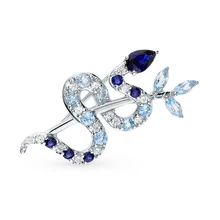 Серебряная брошь с сапфирами, топазами и фианитами SUNLIGHT проба 925
