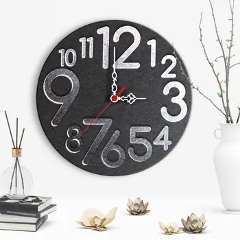 

Decorative Silver Relief Design Wooden Wall Clock