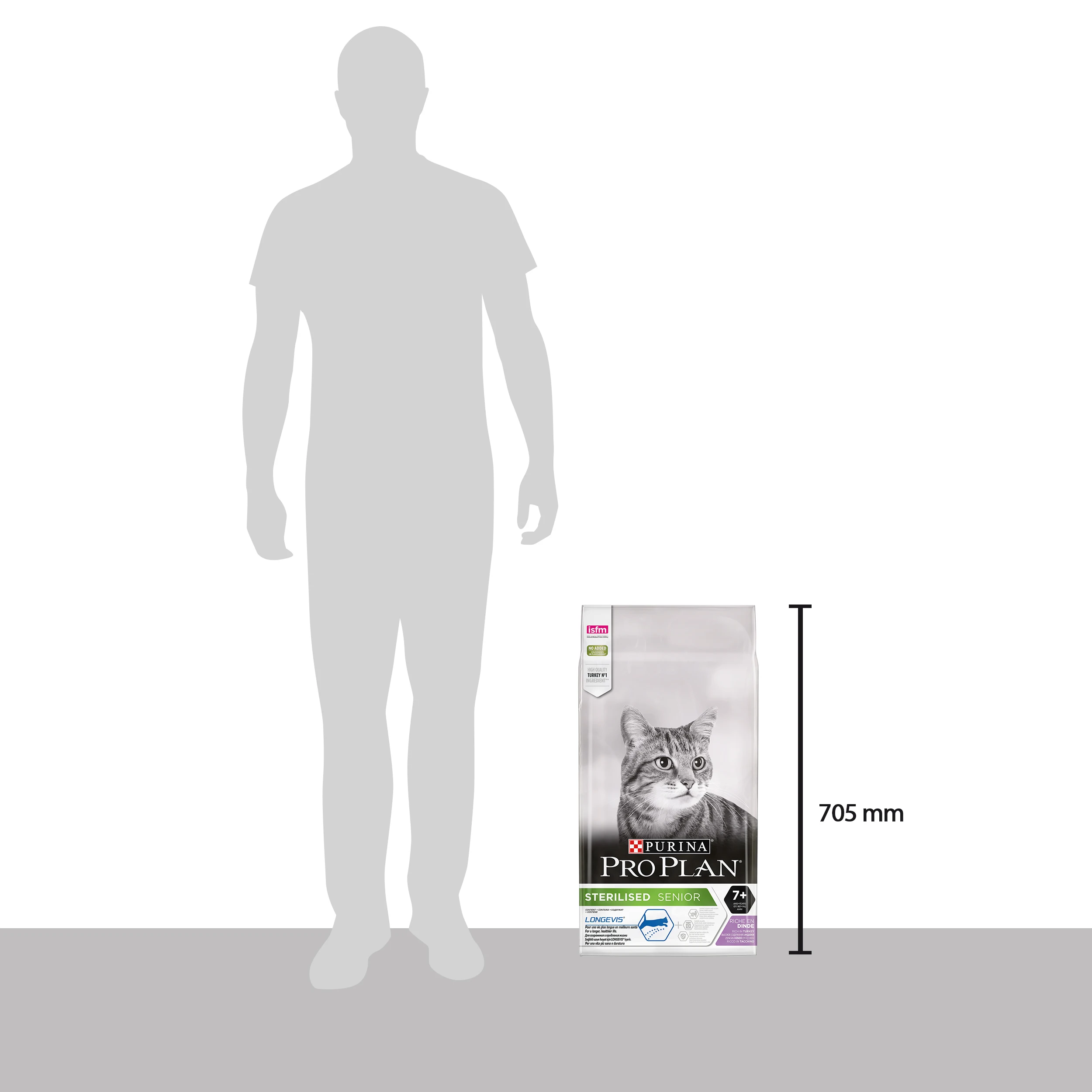Сухой корм Purina Pro Plan для стерилизованных кошек и кастрированных котов старше 7 лет, с индейкой, Пакет, 10 кг. Про План