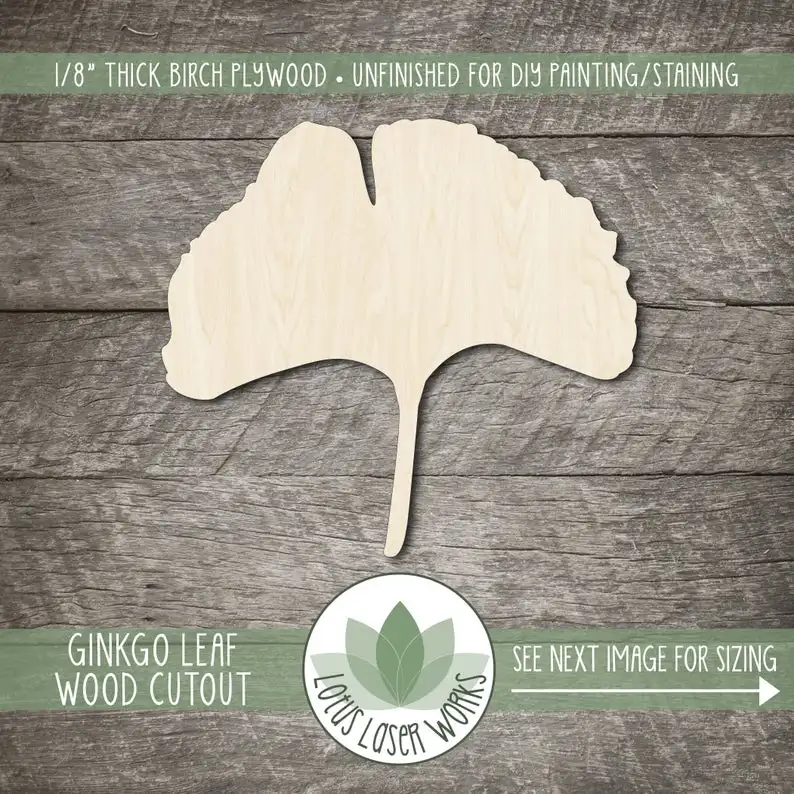 

Ginkgo Leaf Wood Cutout, Blank Wooden Craft Shapes, Wood Leaf Shape, Fall Leaf Decor