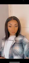 Peluca recta con corte Bob de 13x4 para mujer, cabello humano de encaje, prearrancado con pelo de bebé, Remy brasileño, cierre de Bob corto, color negro