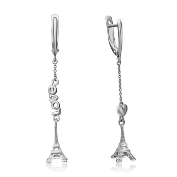 

925 silver earrings, women's earrings, women's drop earrings, love, Platinum brand, art. 02-4364-00-000-0200-68