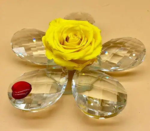 Rosa eterna preservada amarilla,. Flor de Cristal de 5 pétalos. Rosa eterna  Amarilla. Fabricado en España|Flores artificiales y secas| - AliExpress