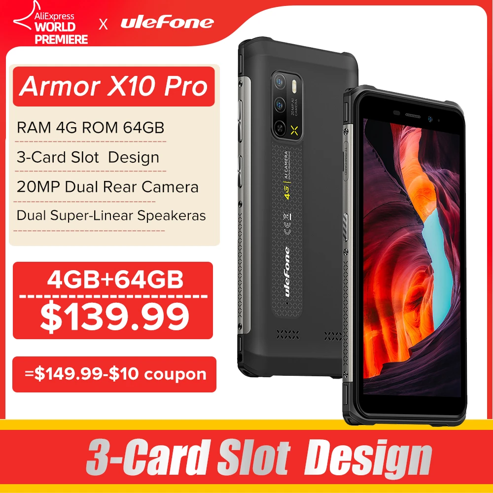 Ulefone Armor X10 Pro Rugged Phone   64GB ROM Waterproof Smartphone 5180mAh telephone 5.45“ Android 11 Phone NFC best android cell phone for the money