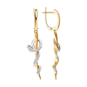 

Sokolov gold drop earrings with stones with diamonds, fashion jewelry, 585, women's male, long earrings