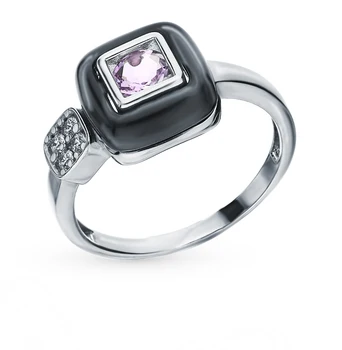 

Silver ring with amethyst and cubic zirconia sunlight sample 925