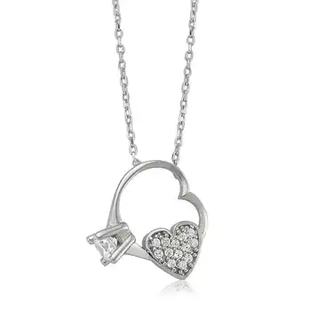 

925 sterling Silver Heart Single Gem Women 'S Necklace