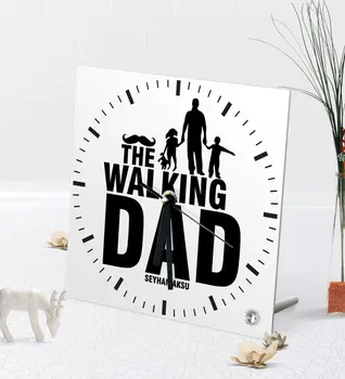 

Personalized The Walking Dad Desktop Square Glass Saat-1