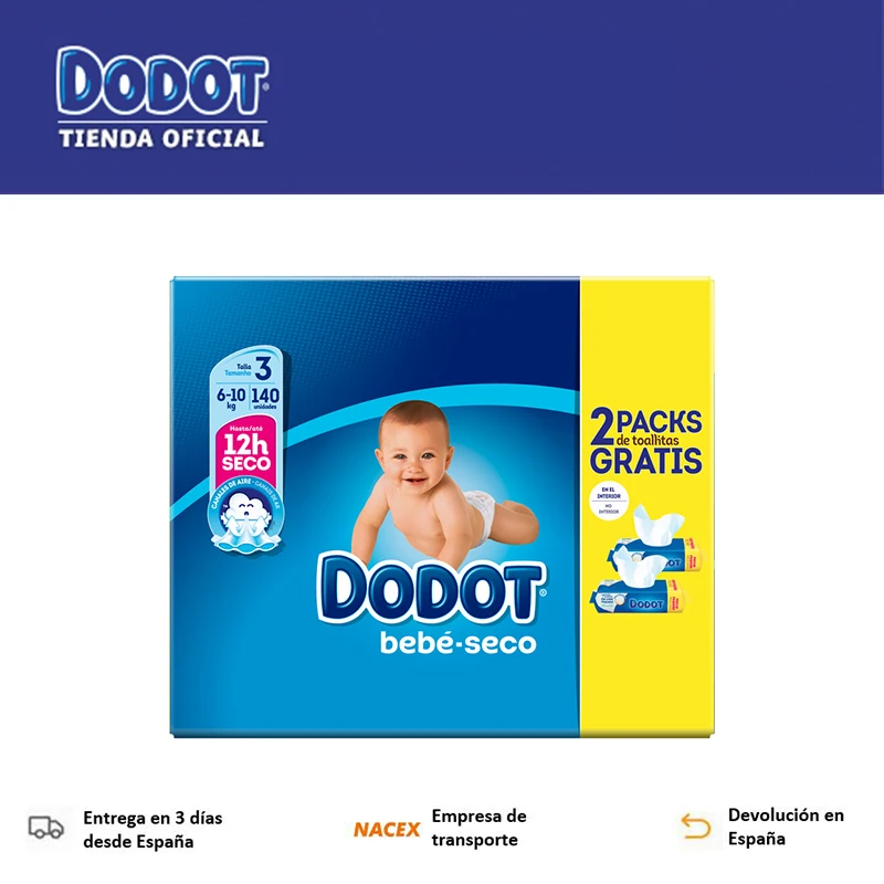 Dodot Box, Stages, Sizes 3, 4, 5, 112 To 140 Diapers + 128 Free Wipes